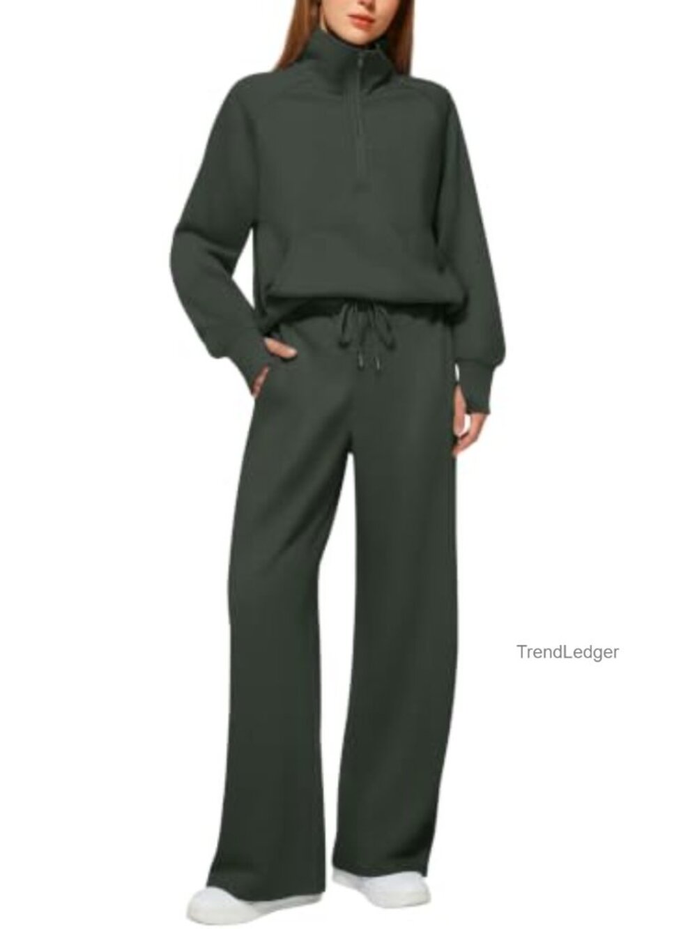 Women's 2 Piece Sweatsuit Set Half Zip Lounge Matching Outfit